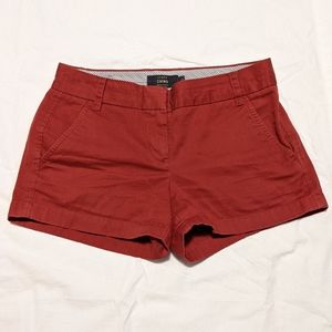 J. Crew Women's Red Chino Shorts, Size 2